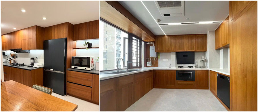 teak veneer cabinetry